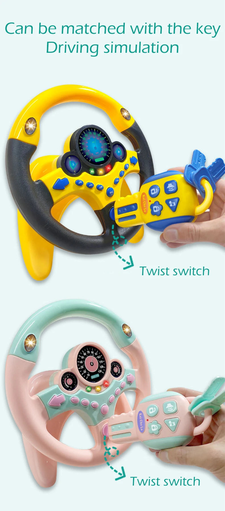 Infant Shining Eletric Simulation Steering Wheel Toy with Light Sound Kids Early Educational Stroller Steering Wheel Vocal Toys