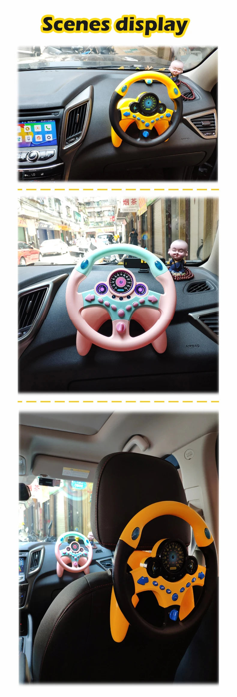 Infant Shining Eletric Simulation Steering Wheel Toy with Light Sound Kids Early Educational Stroller Steering Wheel Vocal Toys