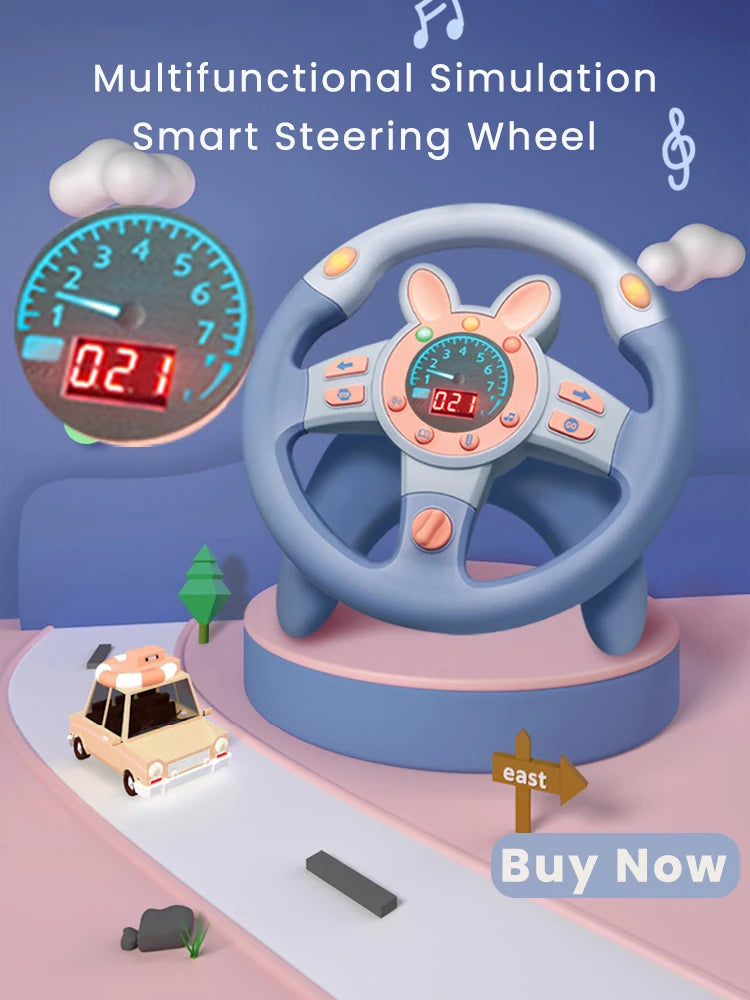 Infant Shining Eletric Simulation Steering Wheel Toy with Light Sound Kids Early Educational Stroller Steering Wheel Vocal Toys